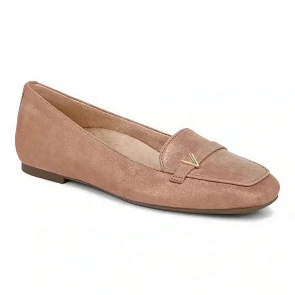 Vionic‎ Hayes in Polluted Square Toe Leather Loafer In Rose Gold Size 9.5 - Picture 1 of 9